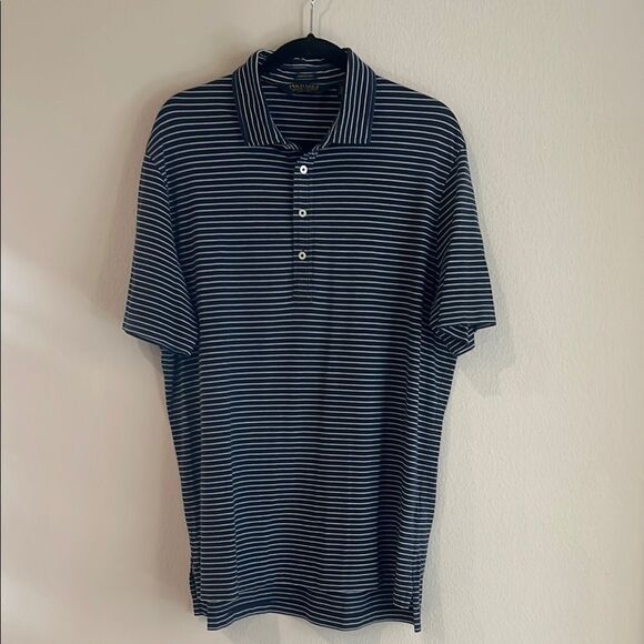 Ralph Lauren Men's Navy Striped Polo Golf Shirt - Picture 1 of 4